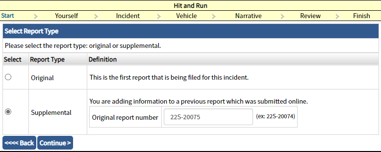 Online Reporting System Supplemental