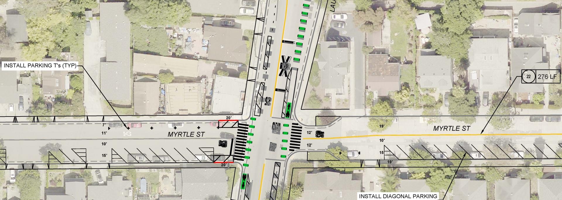 crop laurel St Myrtle St Striping Plan