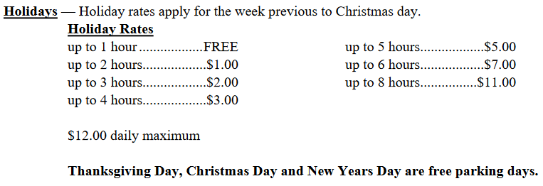 Holiday Rates